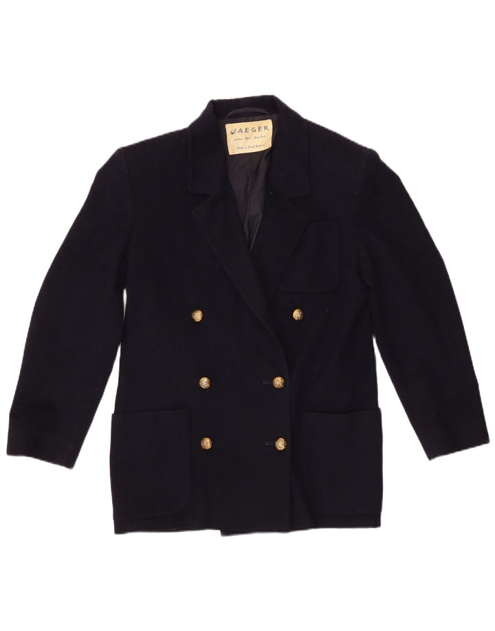 Jaeger Femei Blazer Dublu Breasted UK 6 XS Bleumarin Lână Nouă