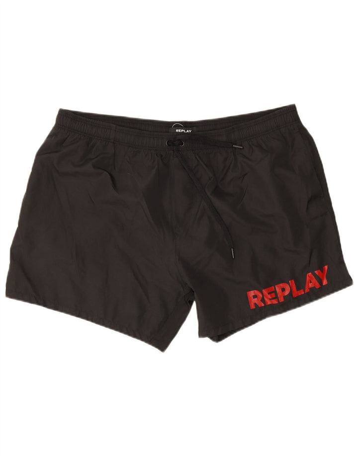 Pantaloni scurți de înot grafic pentru bărbați Replay, mari, negru