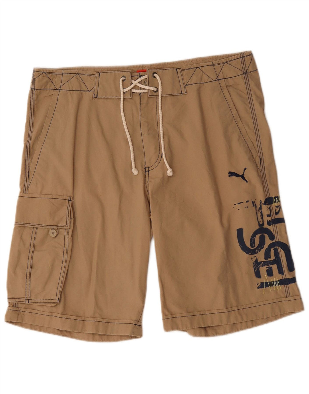 Pantaloni scurți Puma Graphic Cargo pentru bărbați, mediu W32, bumbac maro