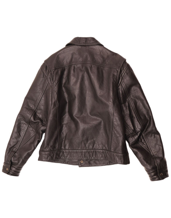 Jachetă de piele vintage pentru bărbați UK 40 Large Black