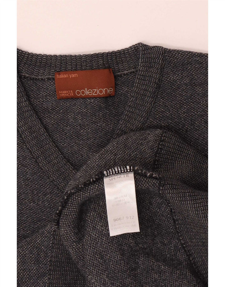 Pulover cu decolteu în V pentru bărbați Marks & Spencer, gri mediu acrilic