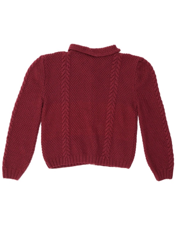 Pulover cardigan pentru femei VINTAGE UK 14 Lung Burgundy