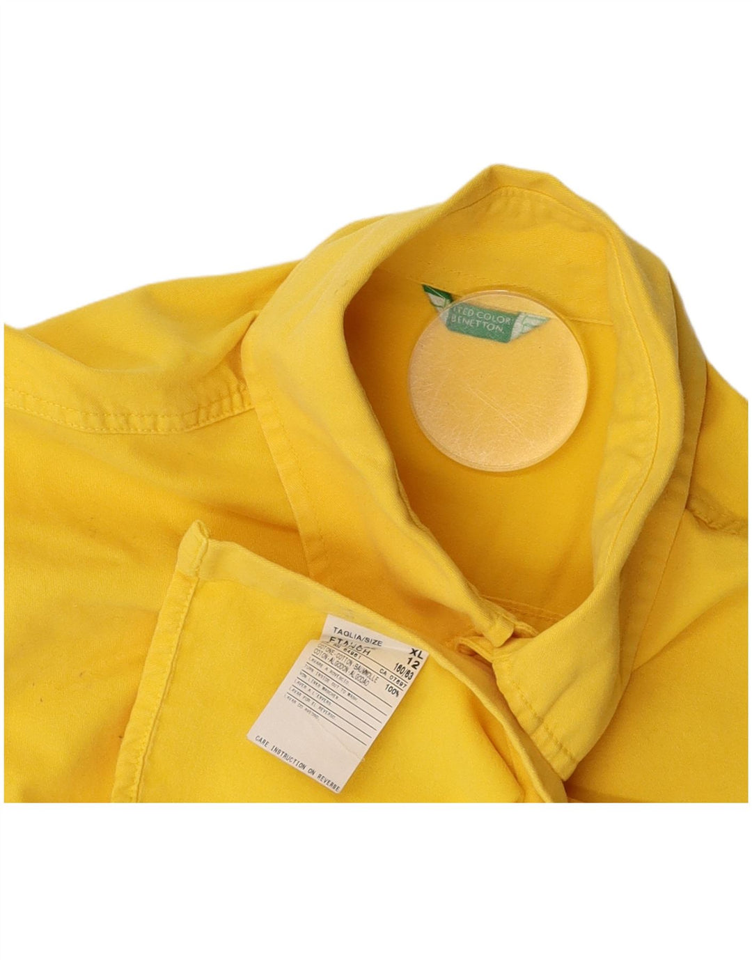 Cămașă BENETTON Băieți 11-12 Ani XL Bumbac Galben