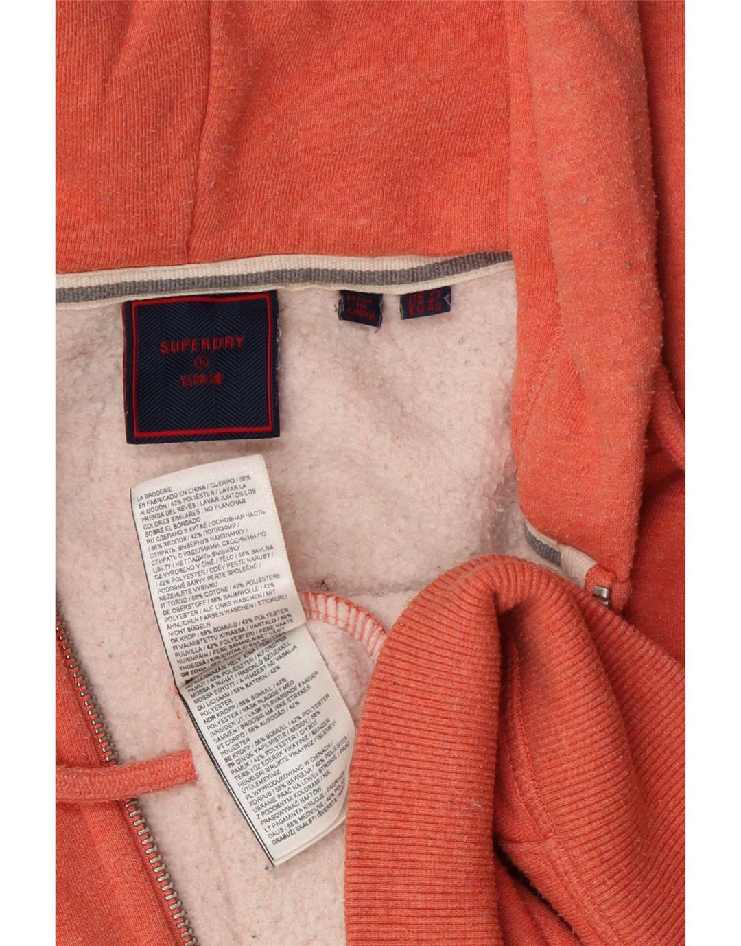 Pulover Superdry pentru femei, cu fermoar supradimensionat, bumbac portocaliu mediu UK 12