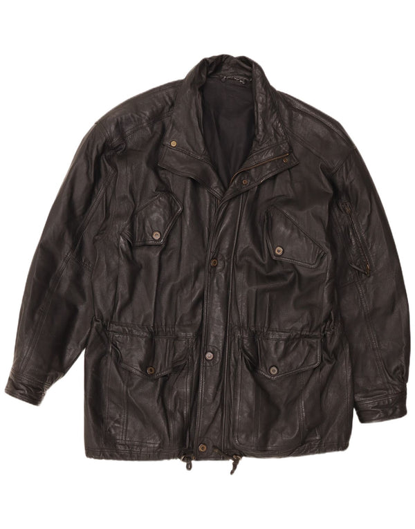 Jachetă de piele vintage pentru bărbați UK 42 XL neagră