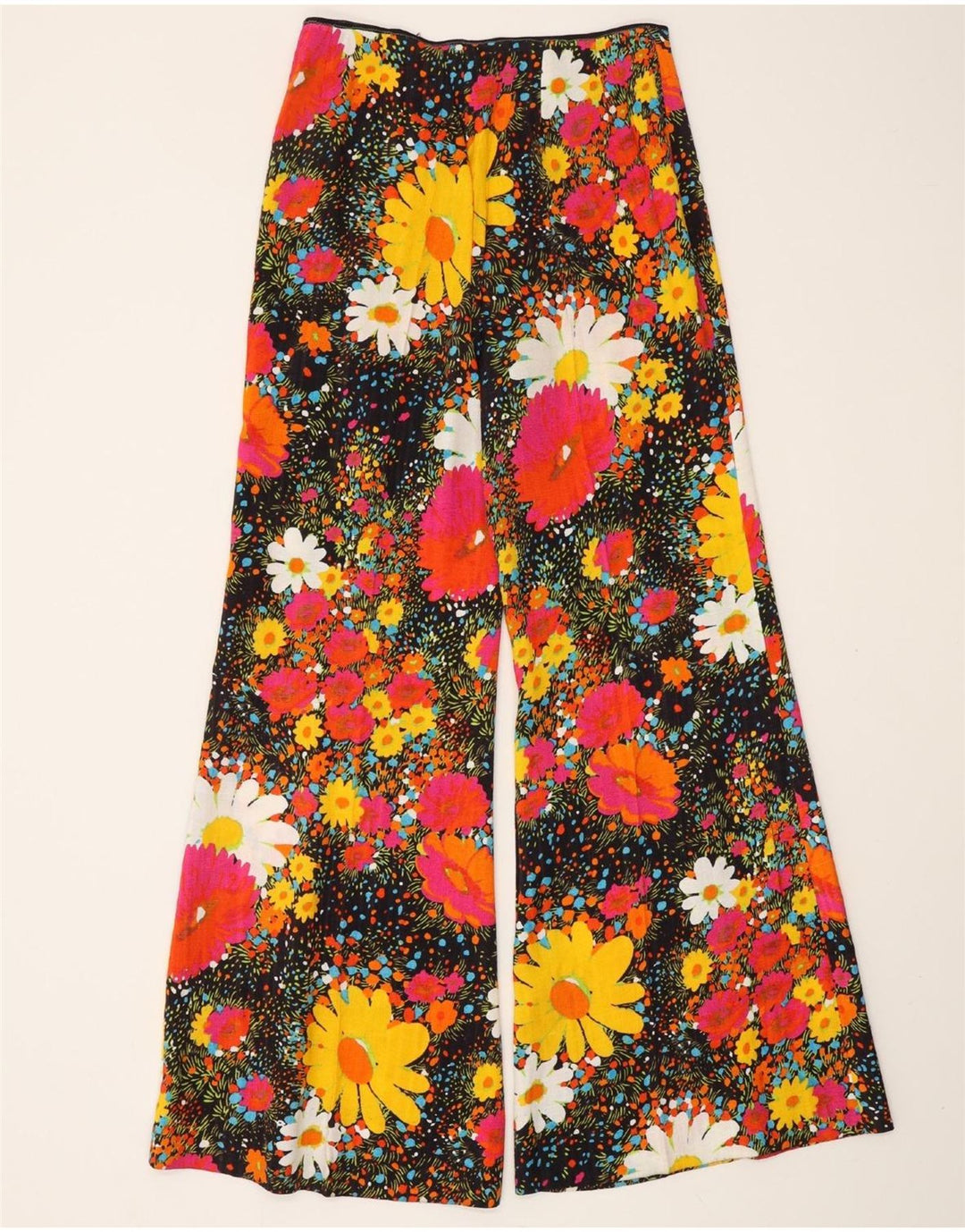 Pantaloni casual de damă VINTAGE cu talie înaltă W26 L31 multicolori florali