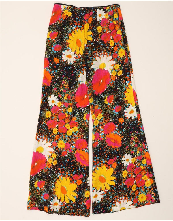 Pantaloni casual de damă VINTAGE cu talie înaltă W26 L31 multicolori florali