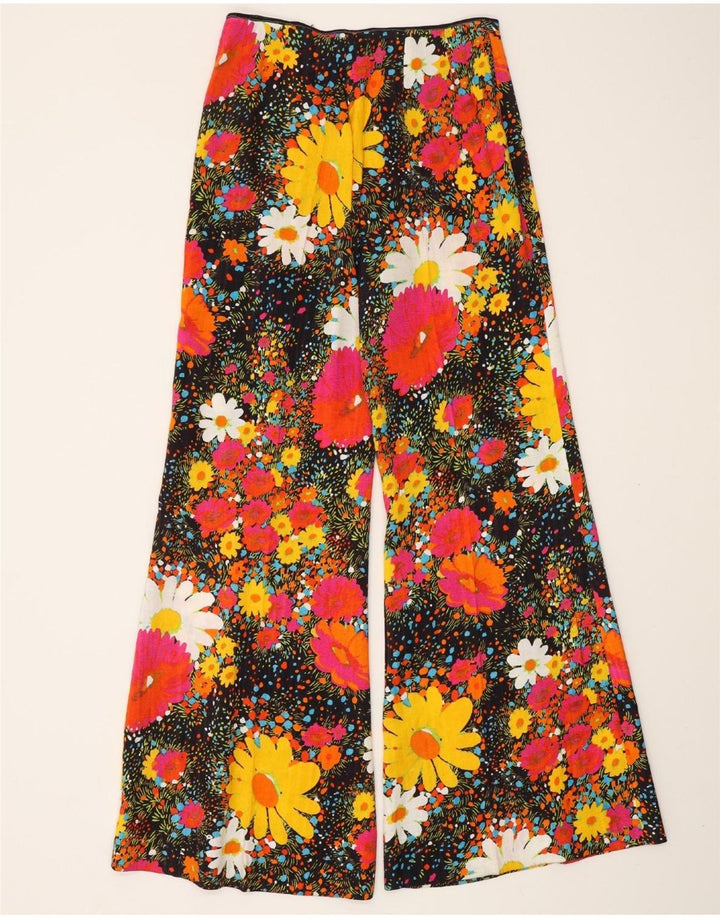 Pantaloni casual de damă VINTAGE cu talie înaltă W26 L31 multicolori florali