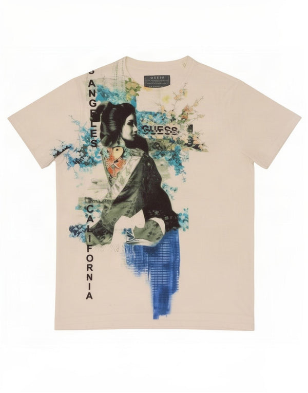 Guess Womens Graphic T-Shirt Top UK 12 Medium White