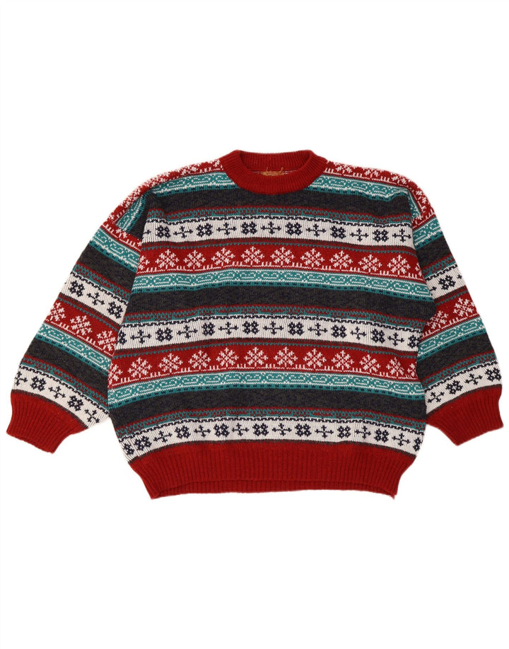 Pulover VINTAGE pentru femei cu decolteu rotund, UK 18 XL, multicolor, Fair Isle