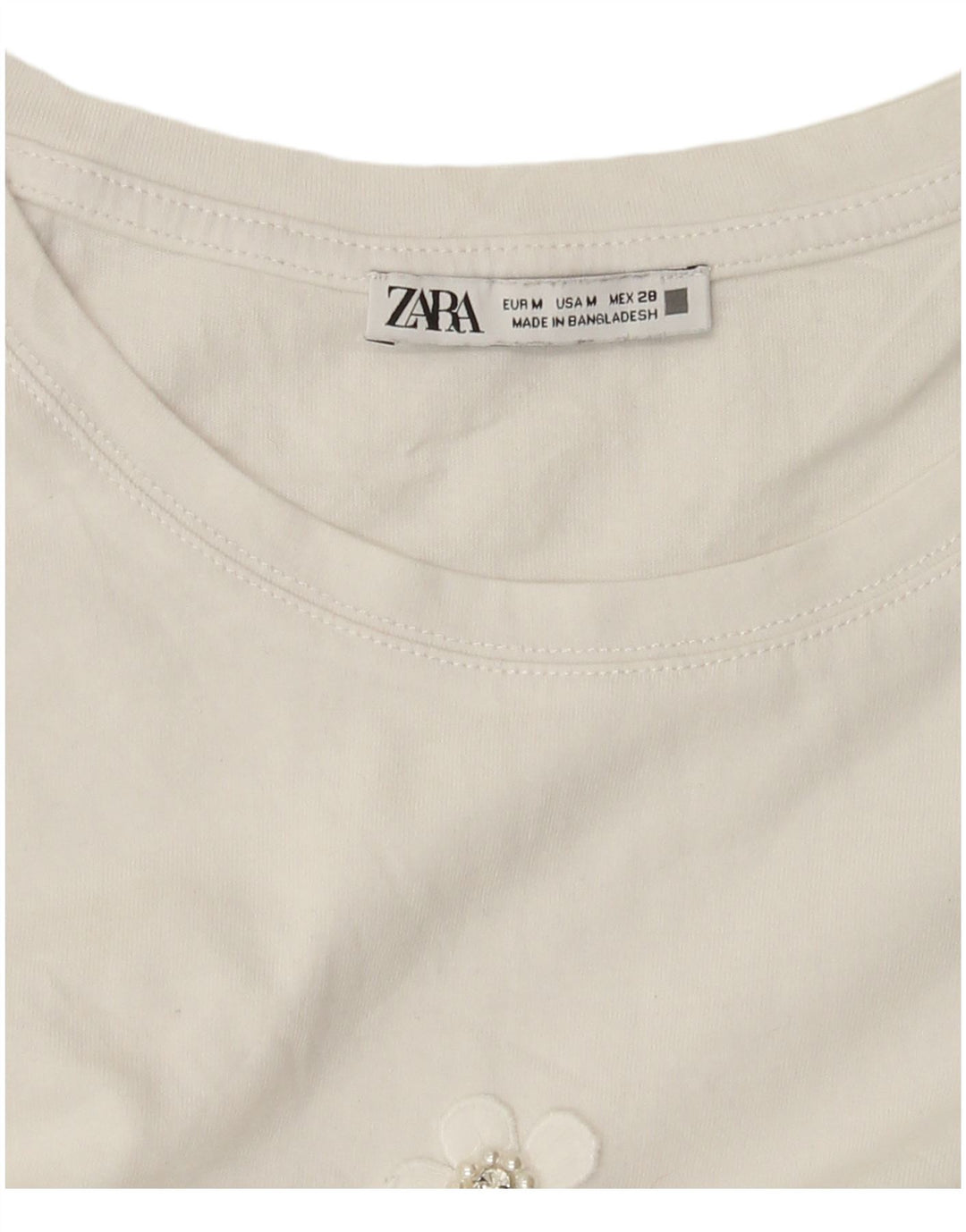 Tricou pentru femei Zara UK 14 Medium White Floral