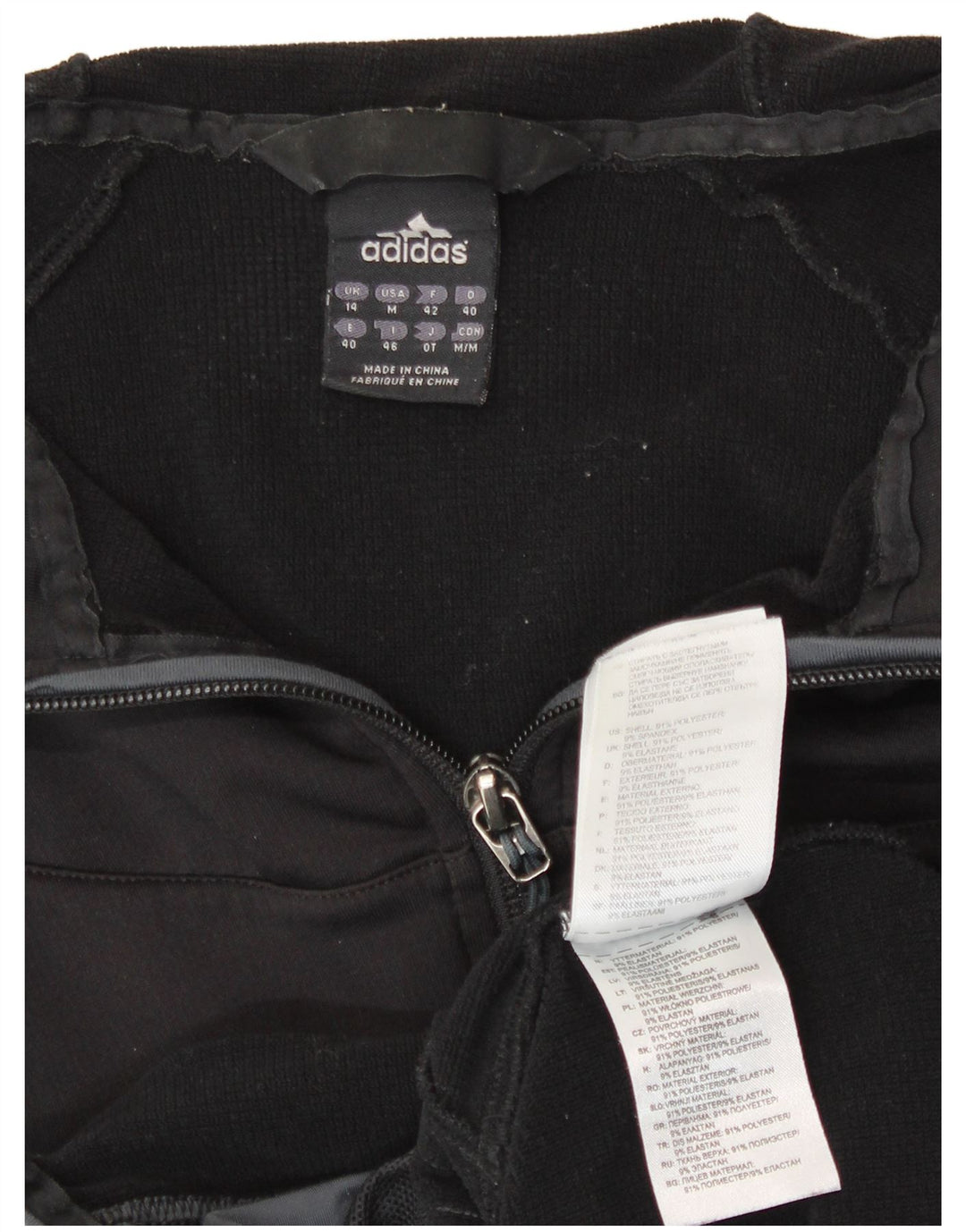ADIDAS Womens Zip Hoodie Sweater UK 14 Large  Black Polyester