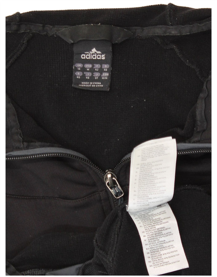 ADIDAS Womens Zip Hoodie Sweater UK 14 Large  Black Polyester