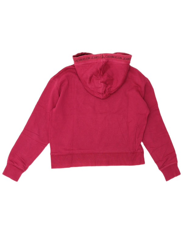 Calvin Klein Jeans Pulover pentru damă Crop Hoodie UK 10 Small Burgundy