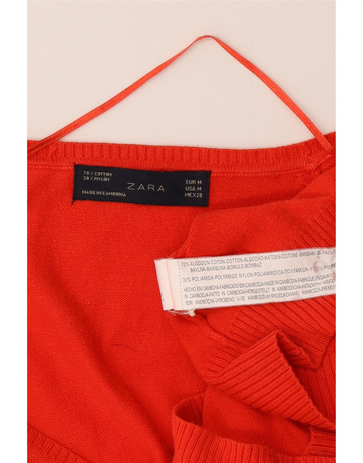 Pulover cardigan pentru femei Zara UK 12, bumbac roșu mediu