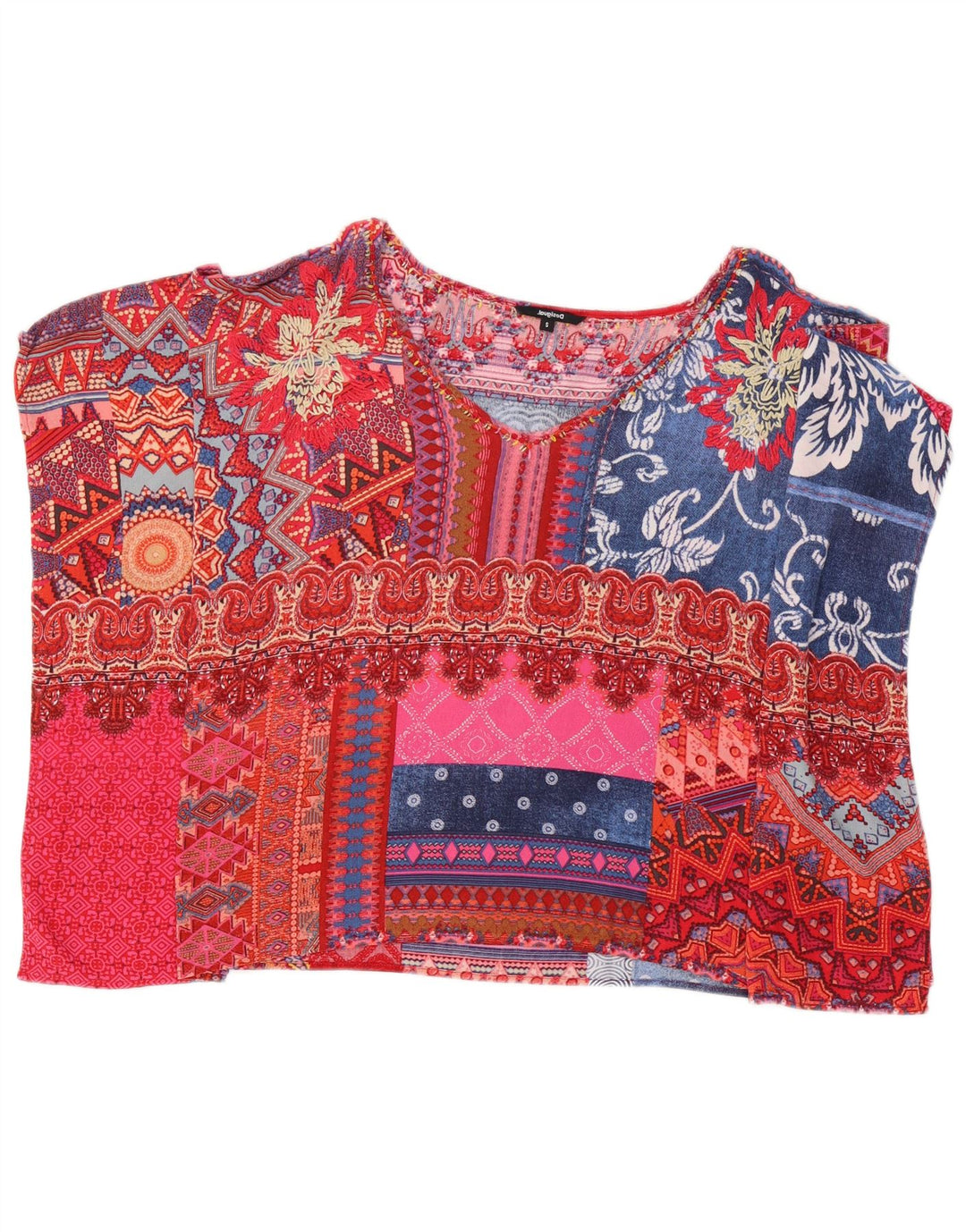 Bluză Desigual Poncho pentru femei Top UK 10 Patchwork multicolor mic