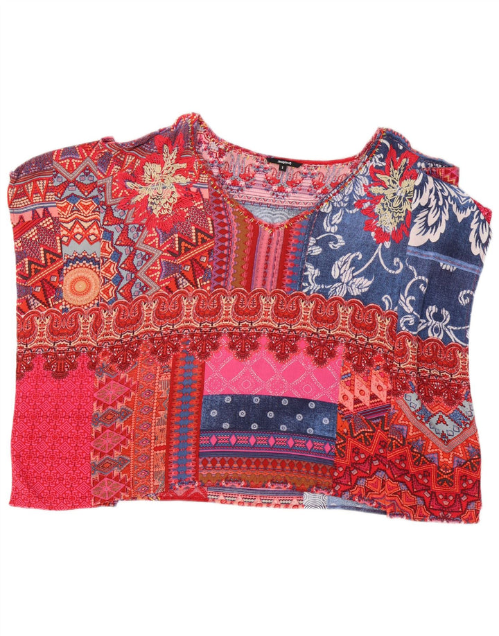 Bluză Desigual Poncho pentru femei Top UK 10 Patchwork multicolor mic