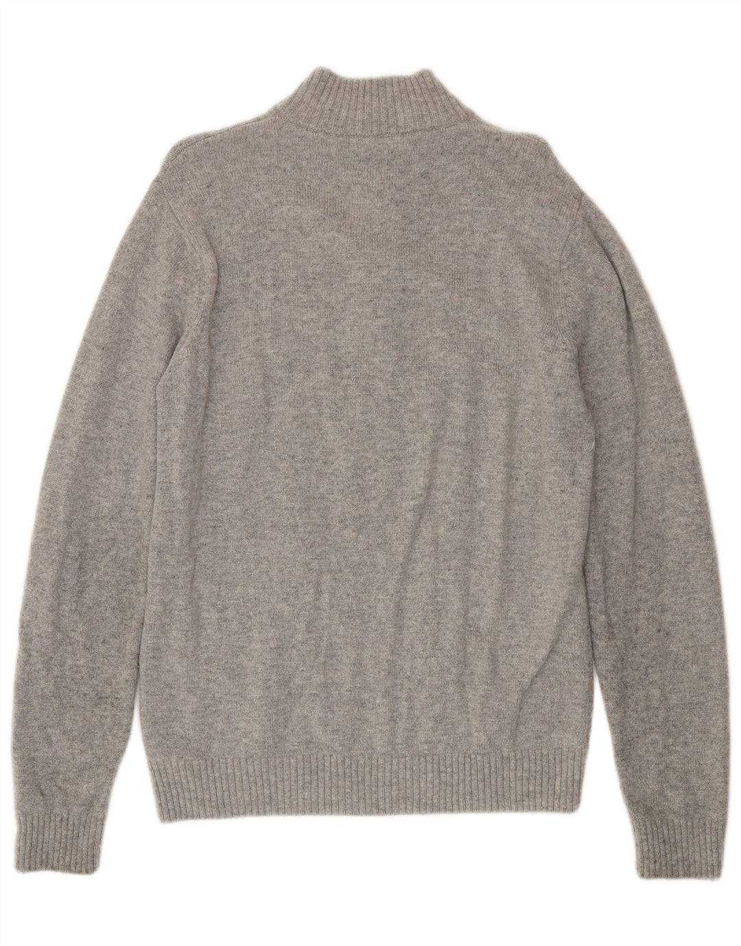 Crew Clothing Pulover pentru bărbați, cu fermoar, cu gât, lână de miel mare, gri