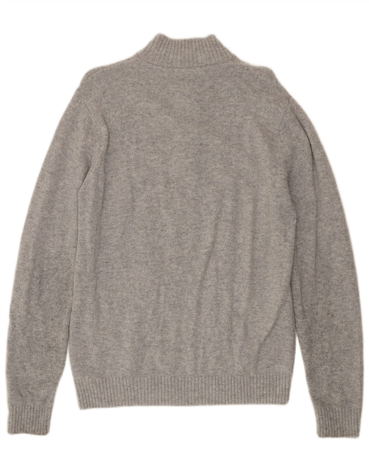 Crew Clothing Pulover pentru bărbați, cu fermoar, cu gât, lână de miel mare, gri