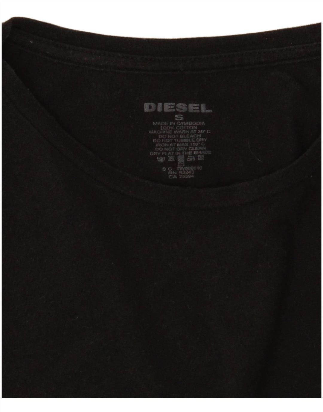 DIESEL Tricou Bărbați Top Mic Negru Bumbac