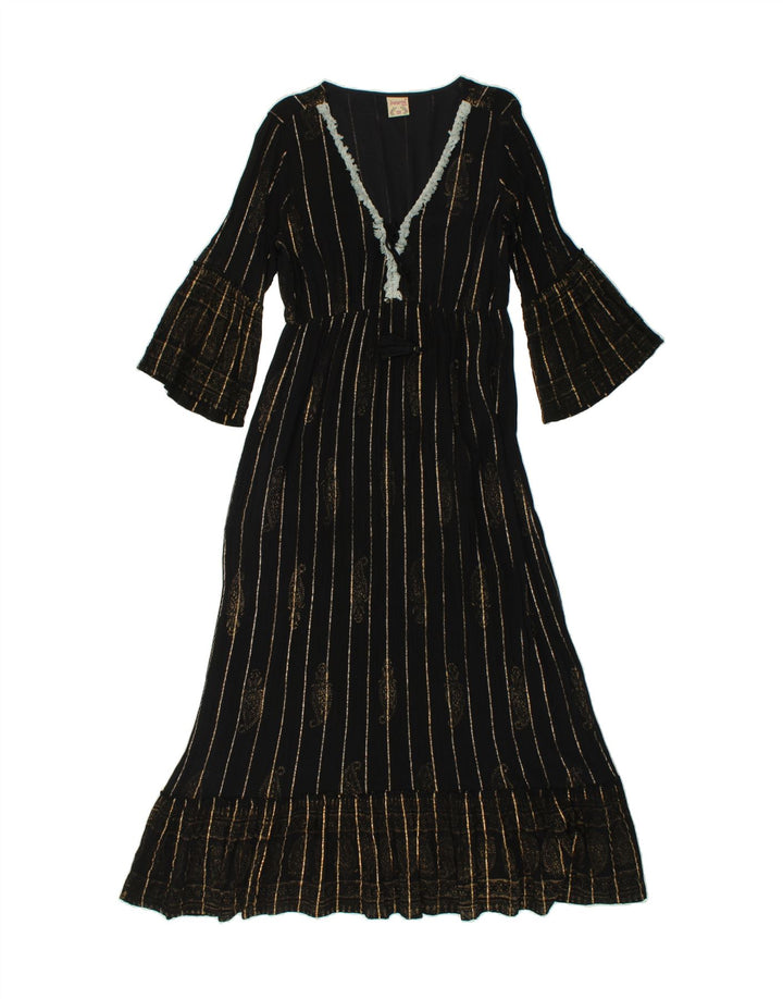 Rochie maxi pentru femei VINTAGE cu maneci 3/4, marime unica, cu dungi negre
