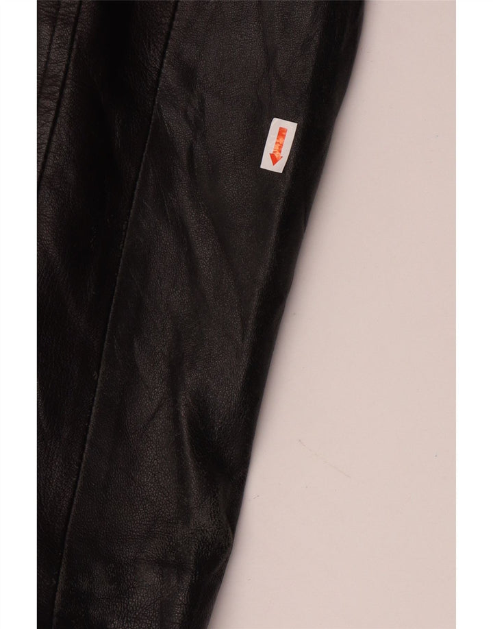 VINTAGE Womens Leather Jacket UK 12 Medium Black Leather