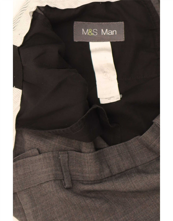 Pantaloni de costum drepți pentru bărbați Marks & Spencer L38 L27 Poliester gri