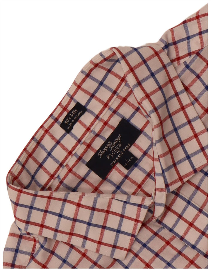 Cămașă Thompson pentru bărbați J. Crew Mărimea 16 16 1/2 mare, carouri albe