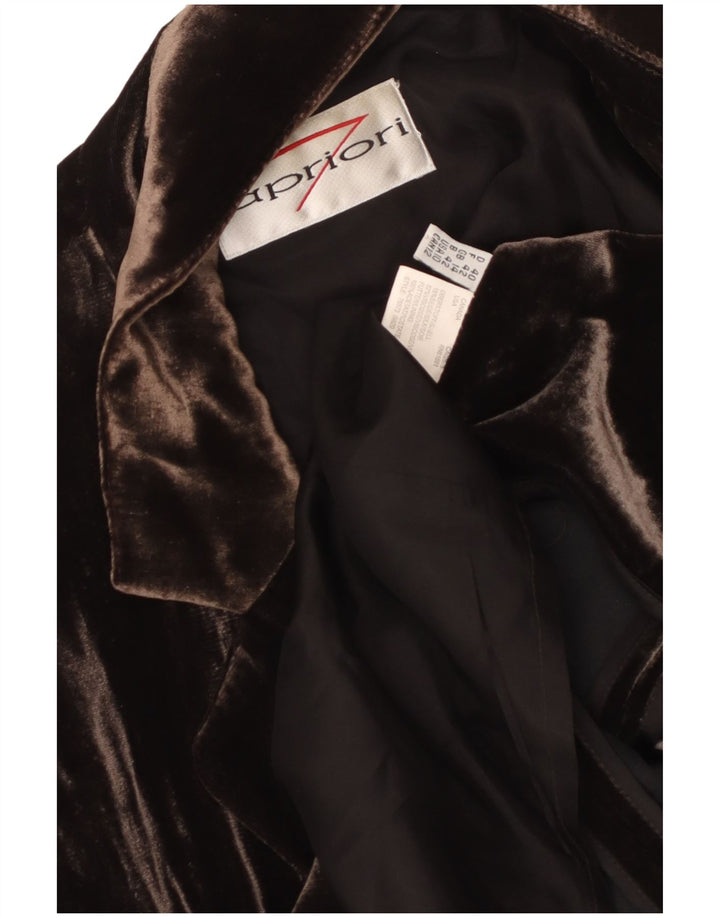 Jachetă APRIORI pentru femei cu 3 nasturi, UK 14, mătase mare, maro