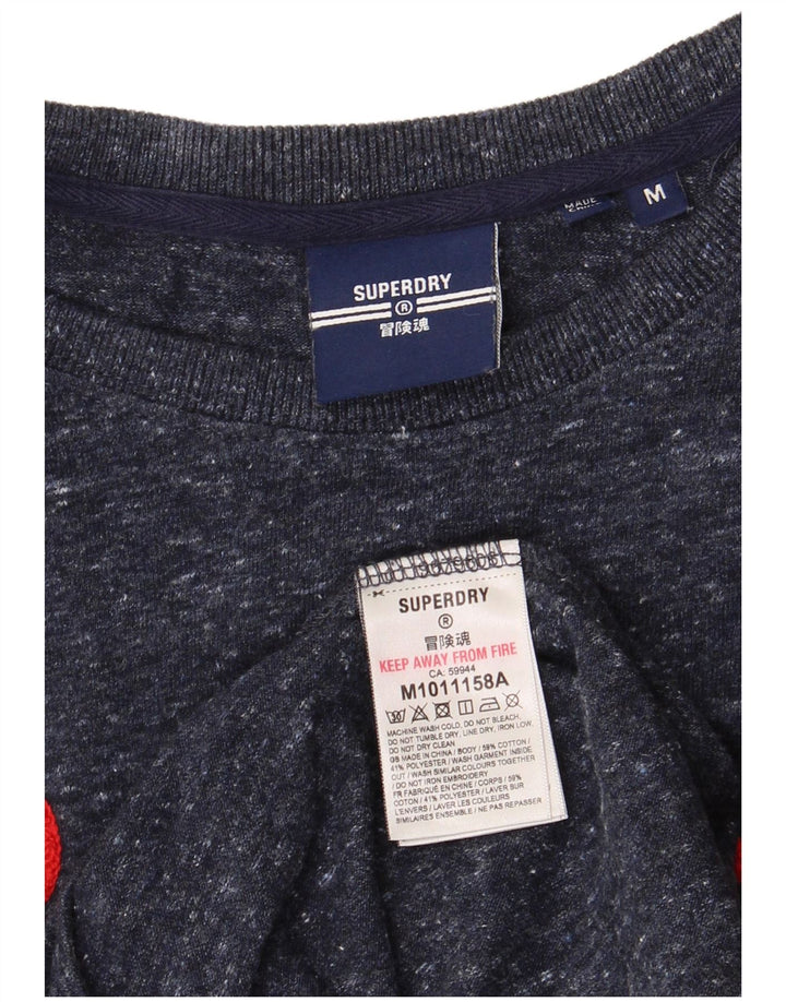 Tricou grafic pentru bărbați SUPERDRY Top mediu din bumbac cu pete albastru bleumarin