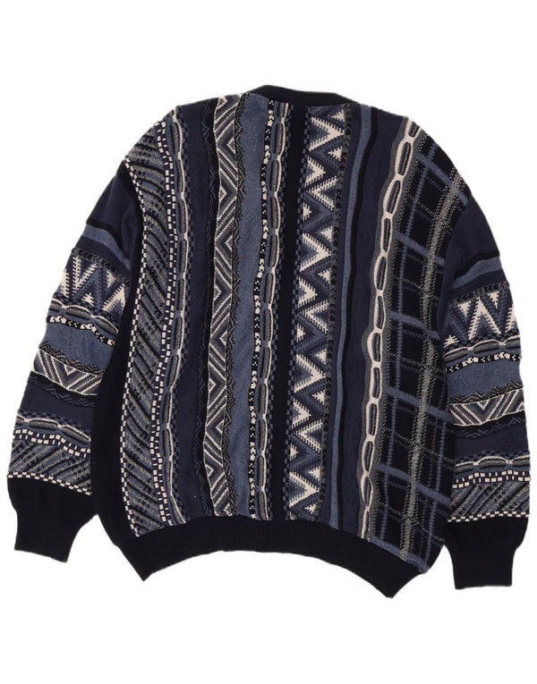 Pulover cardigan pentru bărbați Marc Gibaldi, bumbac geometric XL bleumarin