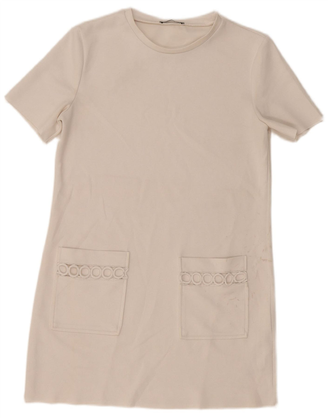 Rochie tricou geometrică pentru femei Zara UK 12 Poliester alb mediu