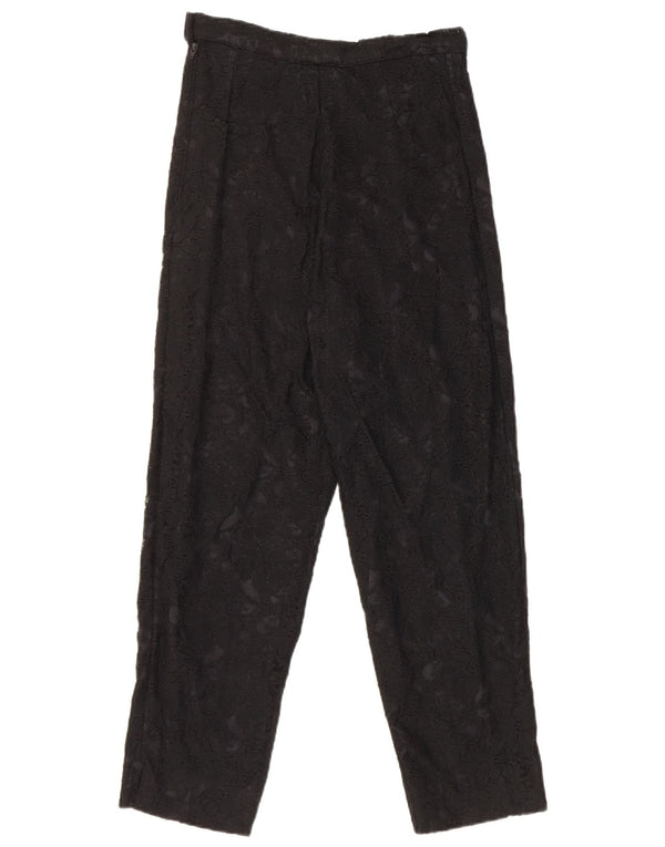 Pantaloni casual de damă vintage cu talie înaltă din dantelă L25 L25 Negru Floral