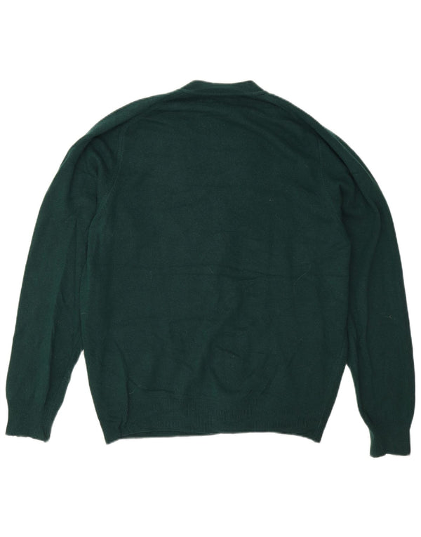 Pulover cardigan pentru bărbați Benetton, lână virgină verde mediu