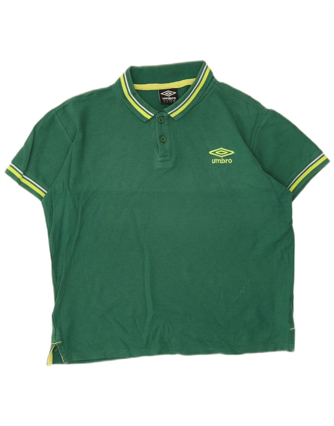 Cămașă polo Umbro pentru bărbați, bumbac cu dungi verzi medii
