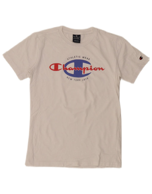 Tricou grafic Champion Băieți Top 13-14 Ani XL Bumbac Alb