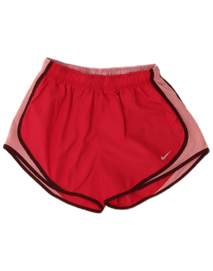 Pantaloni scurți sport Nike Dri Fit pentru femei UK 12 Medium Red Colorblock Poliester