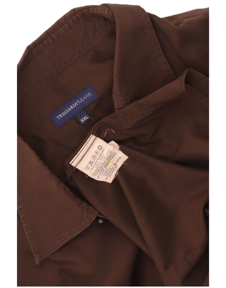 Cămașă Trussardi Jeans pentru bărbați 2XL bumbac maro