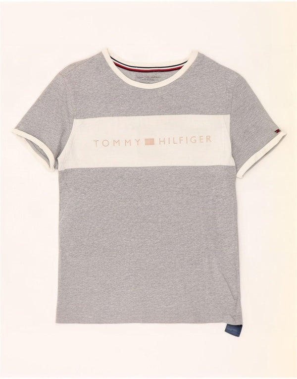 Tricou grafic pentru bărbați Tommy Hilfiger Top mic, gri, bumbac color bloc