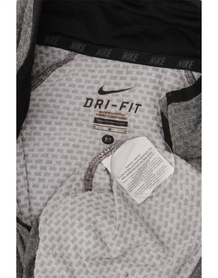 Top de trening pentru bărbați Dri Fit, cu fermoar și gât, color block, gri mediu