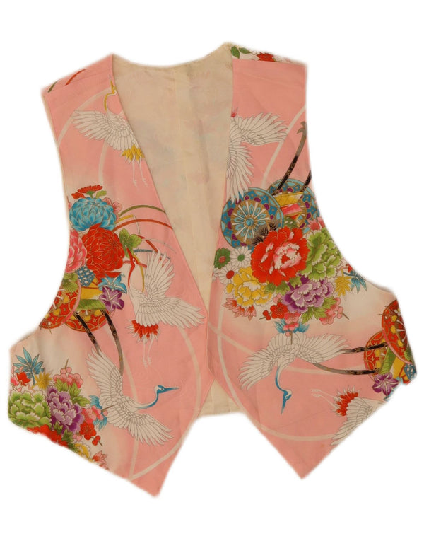 Vestă vintage pentru femei OPEN UK 14, mare, roz, floral