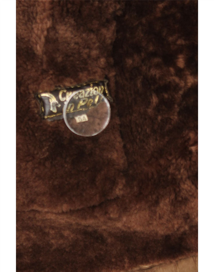 Jachetă din shearling pentru bărbați de epocă IT 54 2XL din piele maro