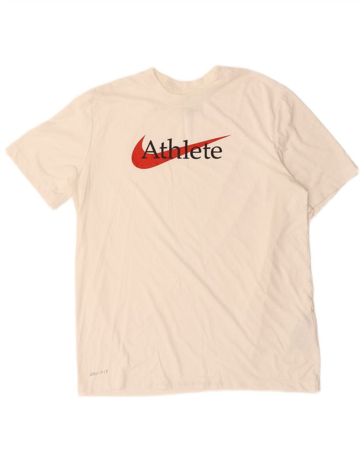 Tricou grafic NIKE Dri Fit pentru bărbați Top din bumbac alb mediu