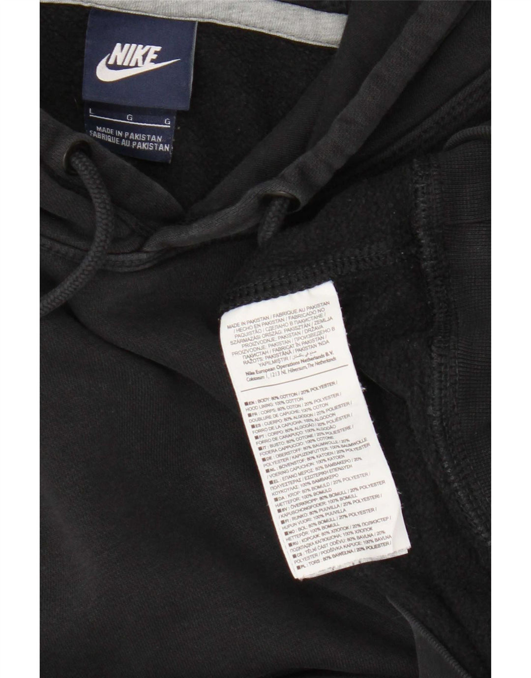 Pulover Nike pentru bărbați, bumbac mare, negru