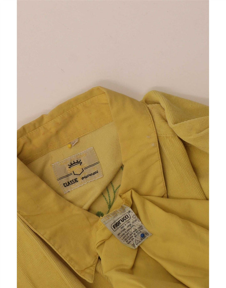 Cămașă Fiorucci pentru bărbați din velur din bumbac, galben mediu, floral