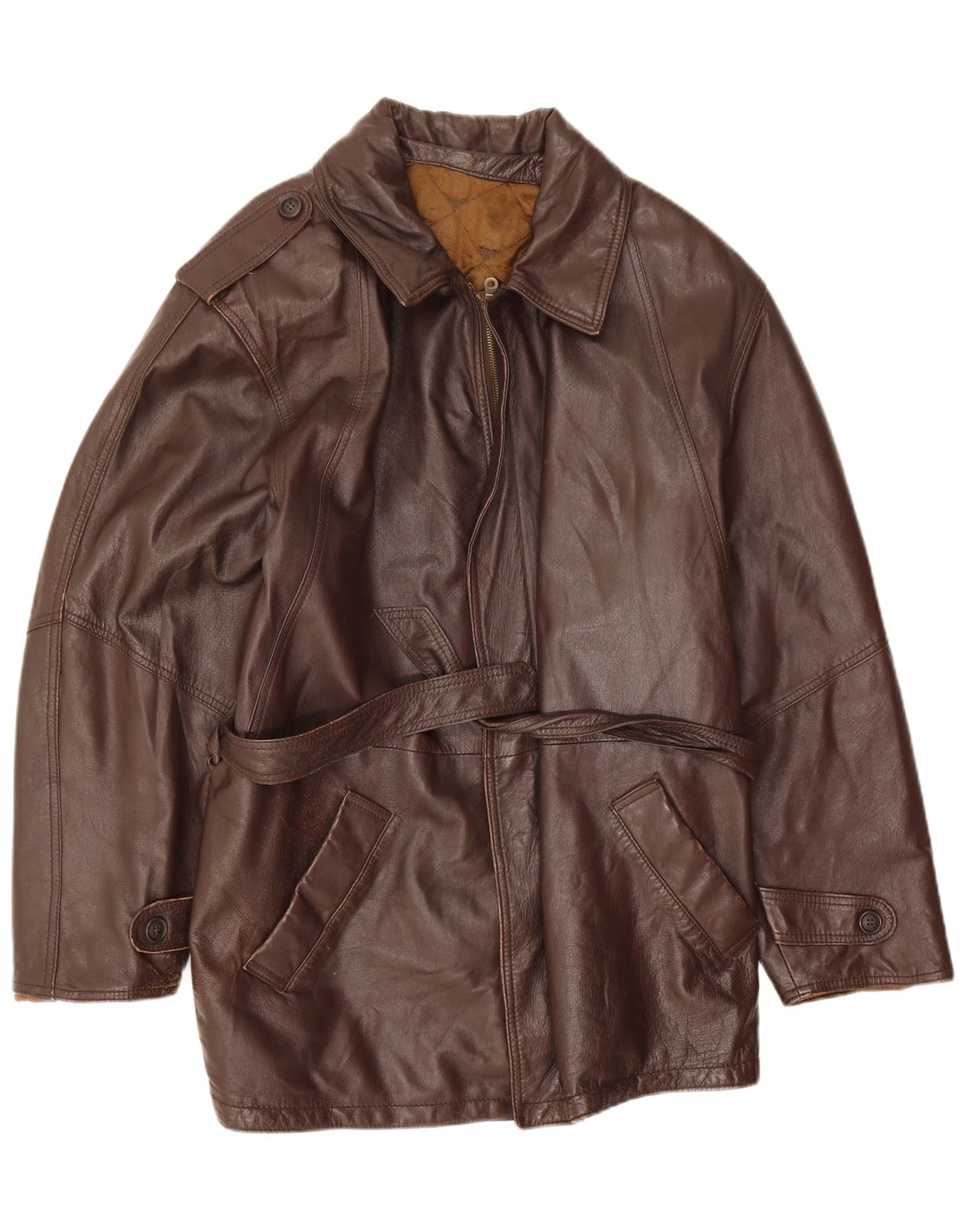 Jachetă militară din piele vintage pentru bărbați IT 52 XL din piele maro