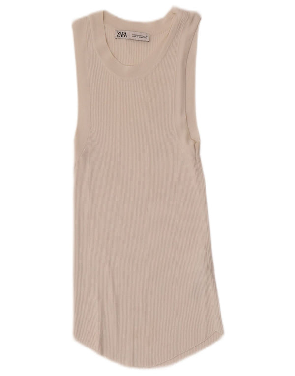 Vest Vest Top Femei Zara UK 12 Medium White Viscose