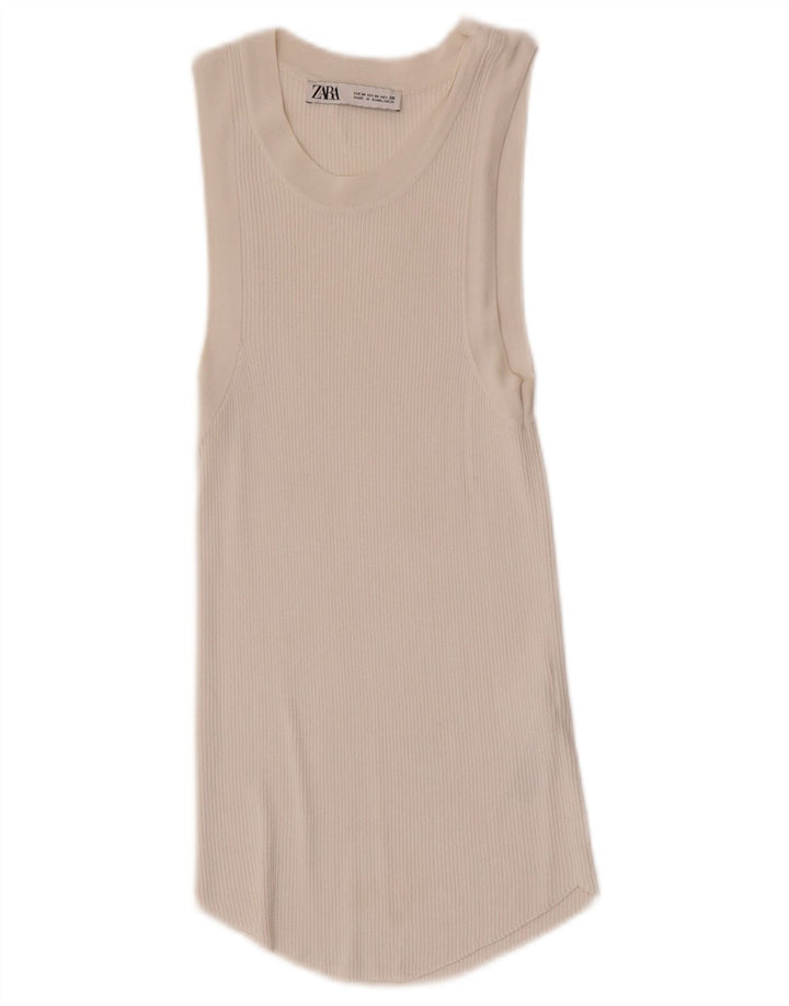 Vest Vest Top Femei Zara UK 12 Medium White Viscose