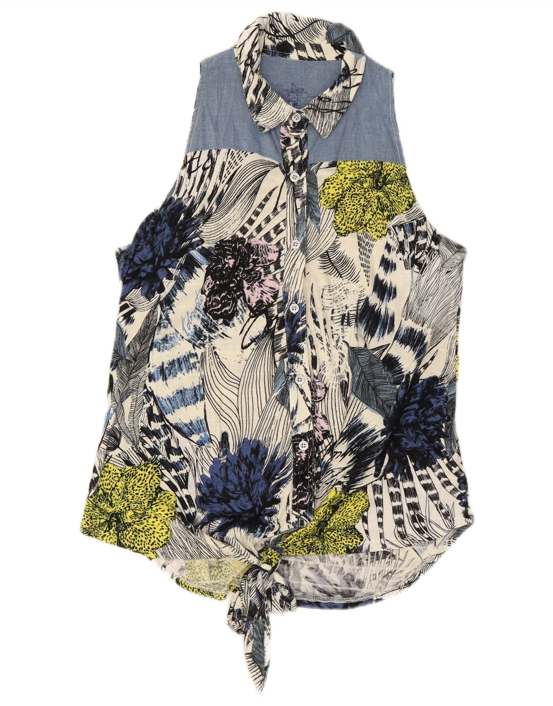 Bluză cămașă fără mâneci pentru femei DESIGUAL UK 14 Medium Multicolor Floral