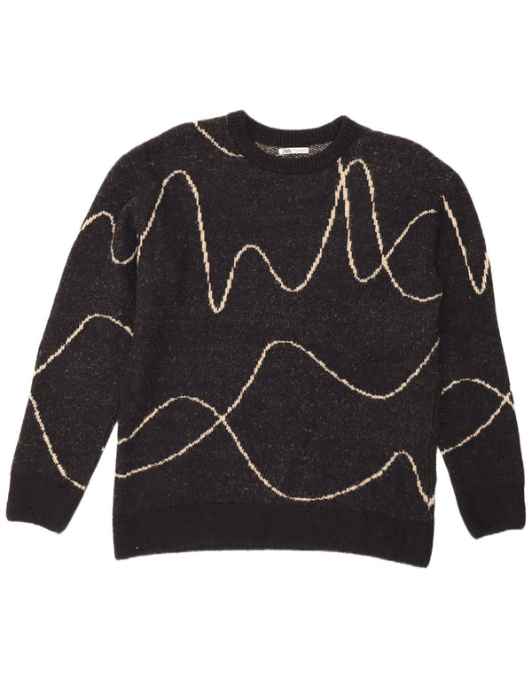 Pulover pentru bărbați Zara, cu gât crew, XL, cu dungi negre